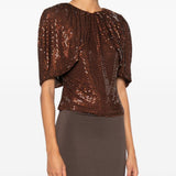 Top arricciato decorato con paillettes 