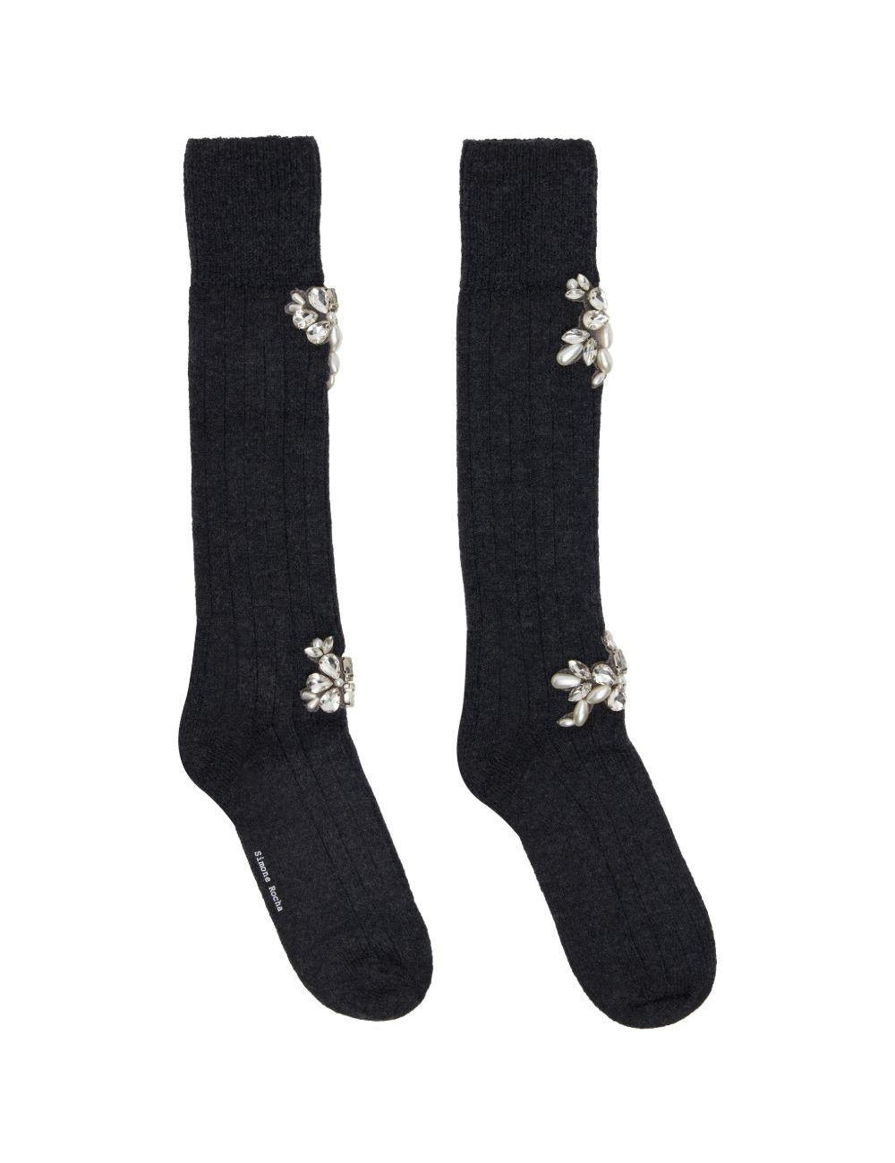 Calzini al ginocchio decorati con rose in nero Simone rocha - donna 