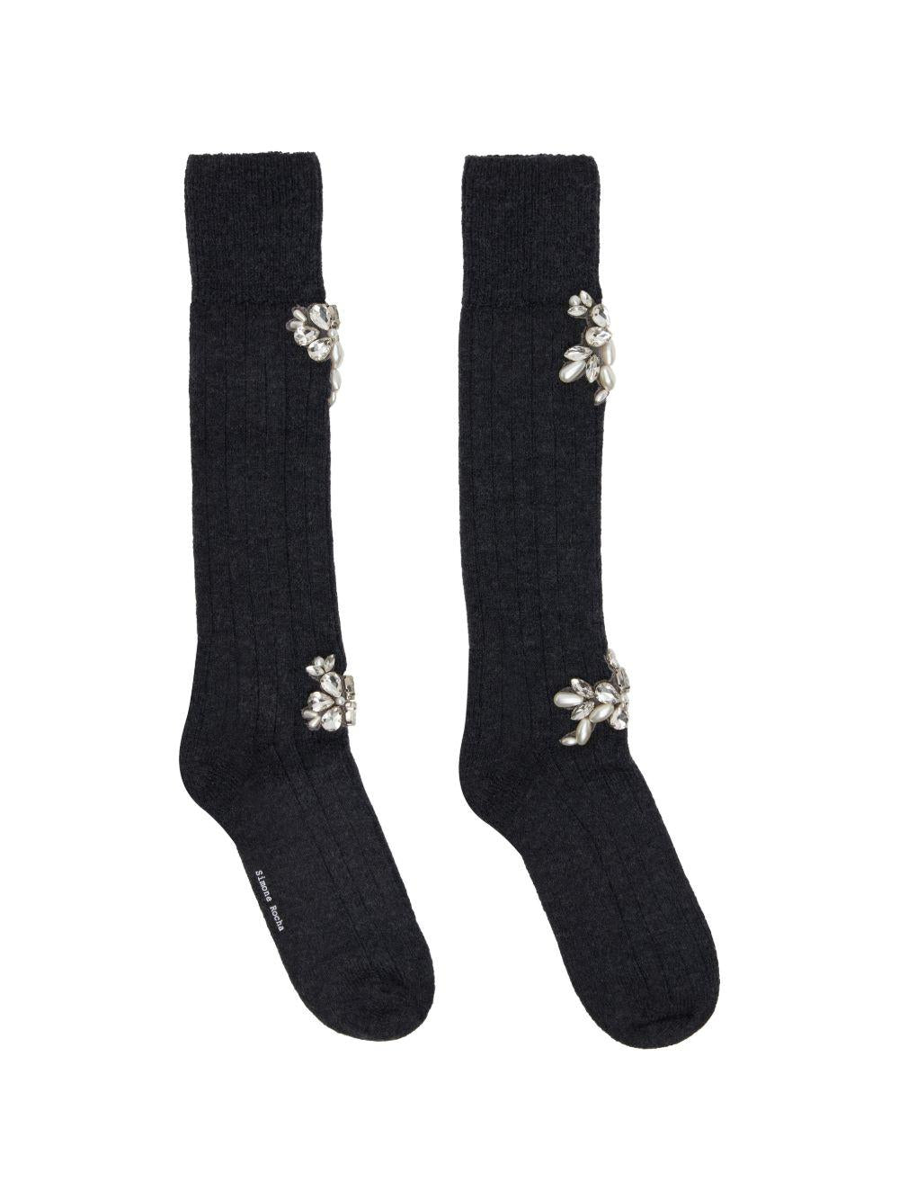Calzini al ginocchio decorati con rose in nero Simone rocha - donna 