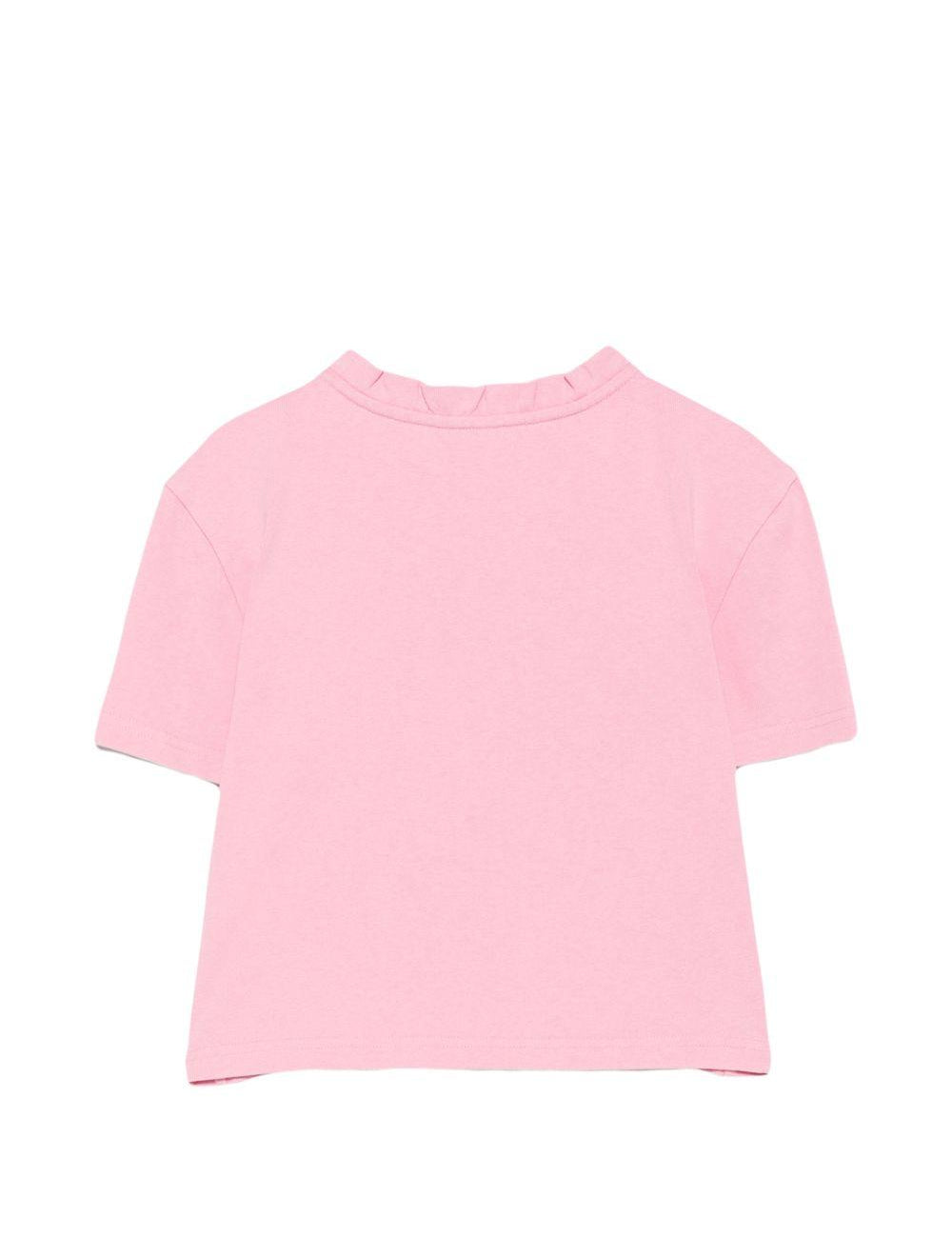 T-shirt con bordi arricciati e logo ricamato in rosa Shushu/tong - donna 