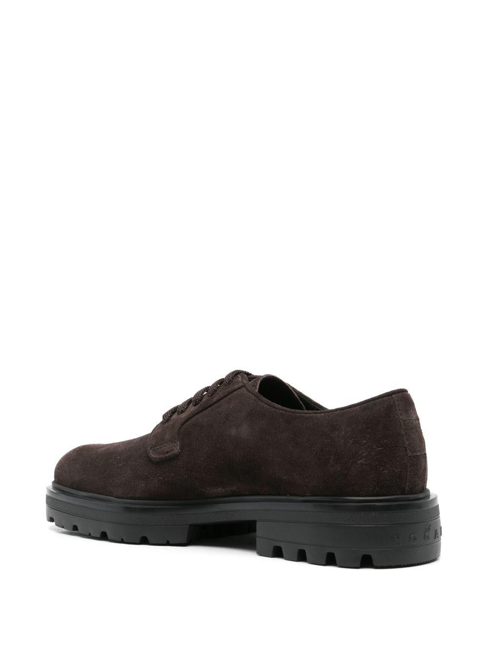 Derby strigate in suede in marrone Hogan - uomo 