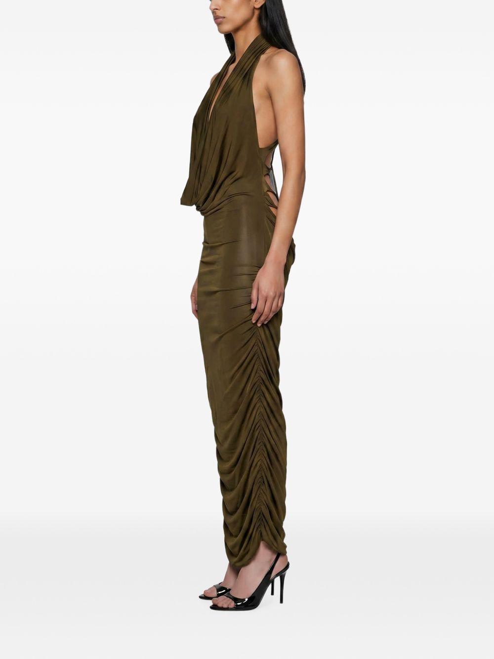 Abito midi con scollo a V profondo in verde Blumarine - donna 
