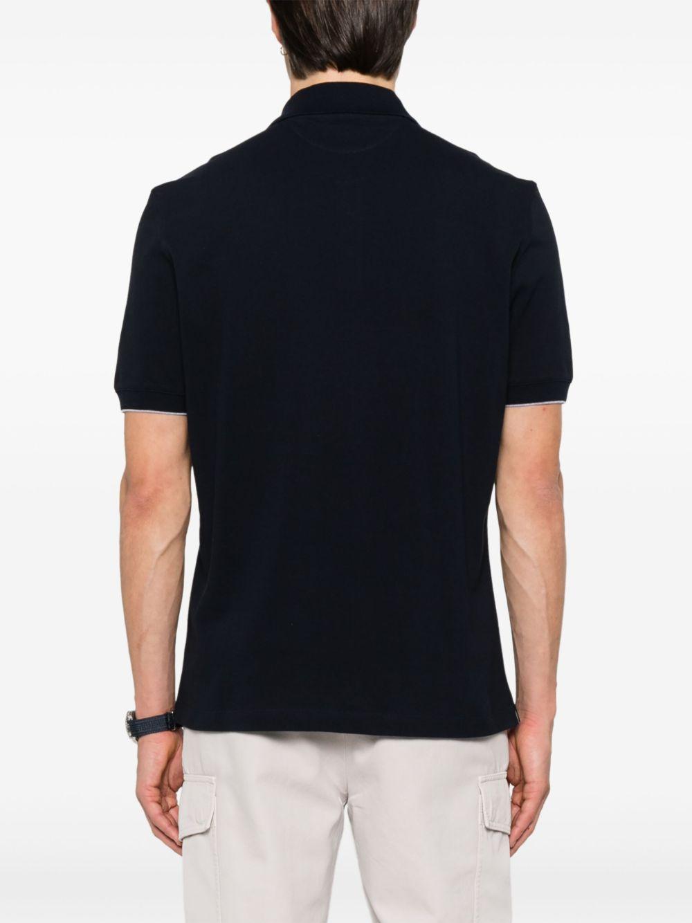 Polo con ricamo in nero Brunello cucinelli - uomo 