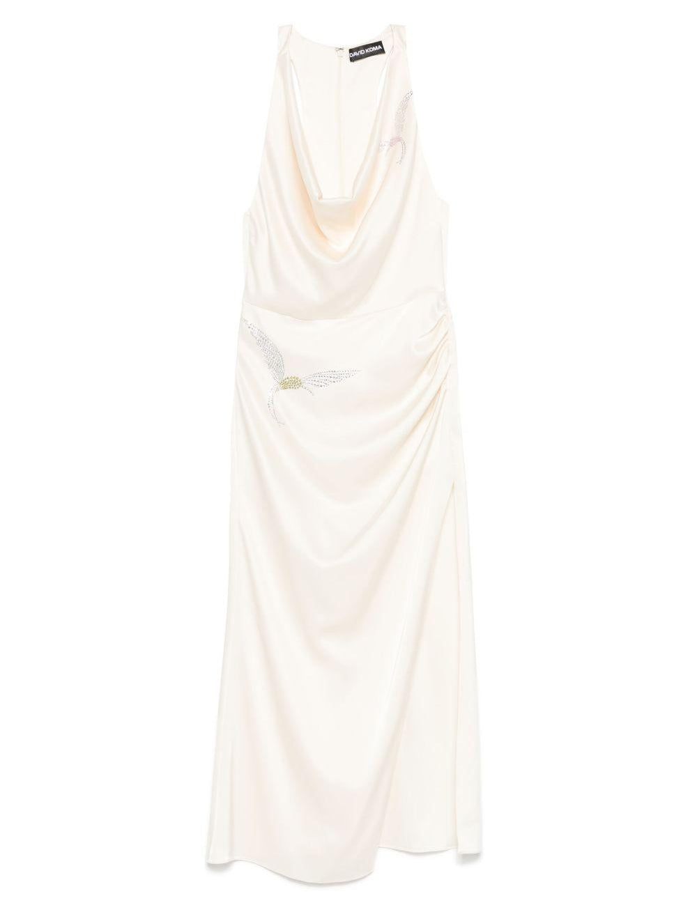 Abito con cristalli e spacco in avorio David koma - donna 