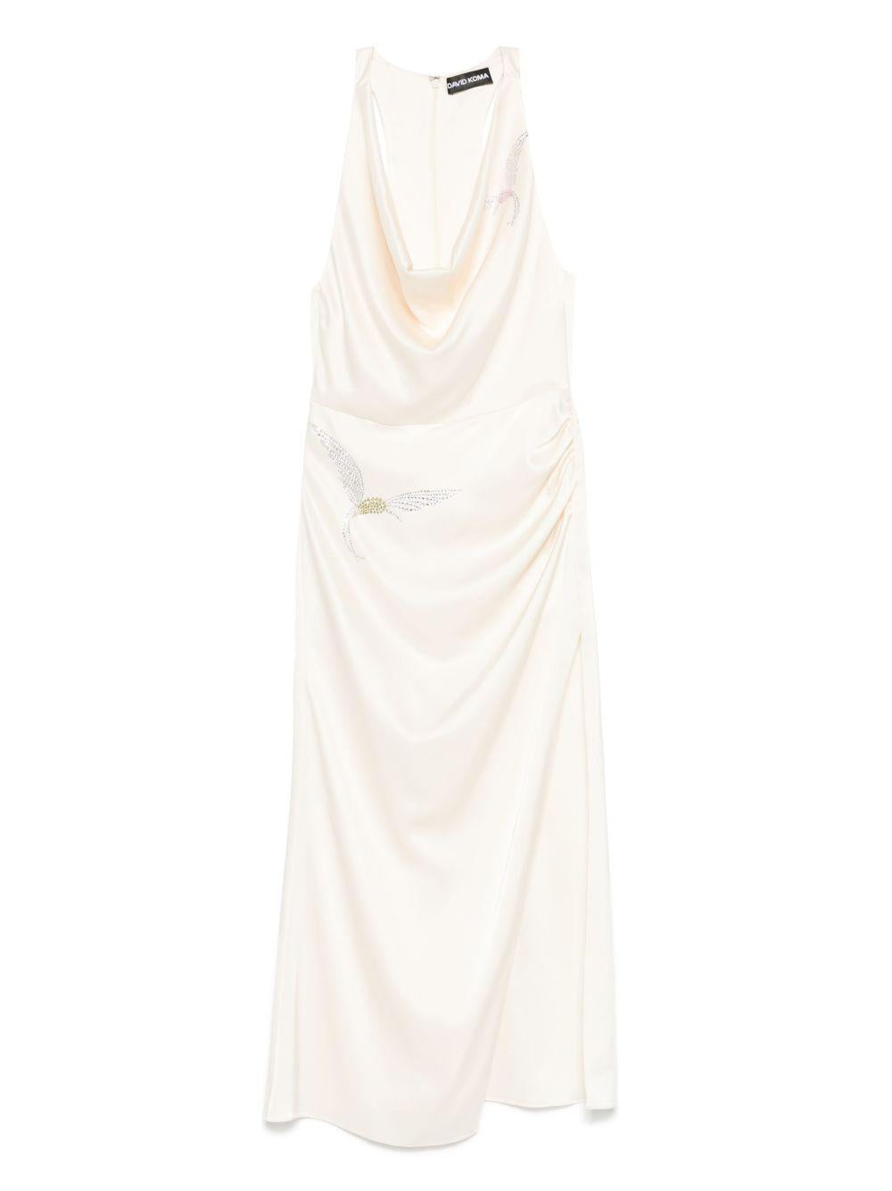 Abito con cristalli e spacco in avorio David koma - donna 