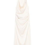 Abito con cristalli e spacco in avorio David koma - donna 