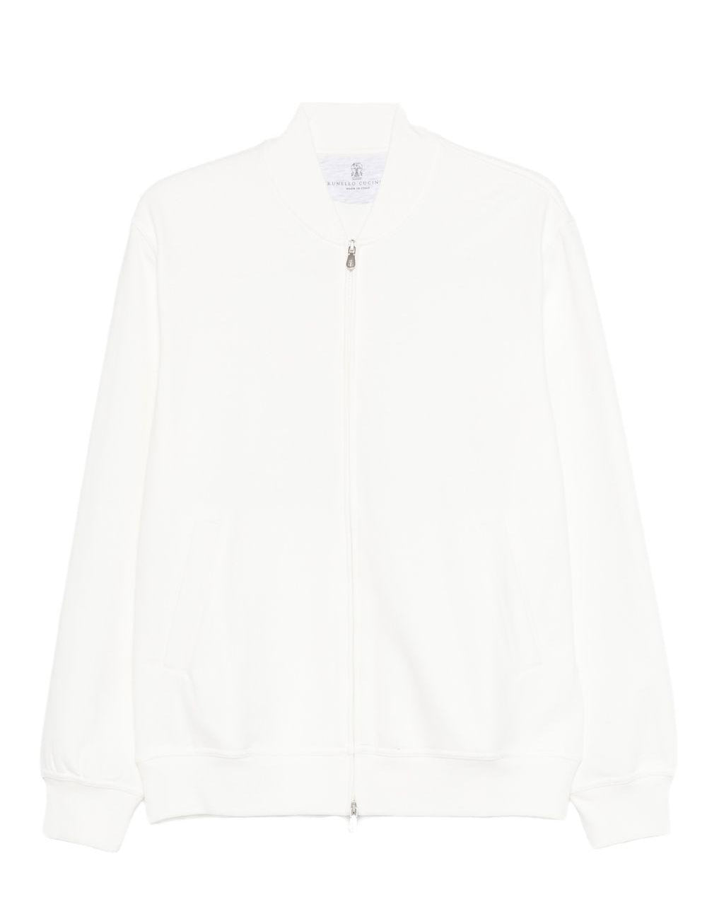 Felpa con zip in bianco Brunello cucinelli - uomo 