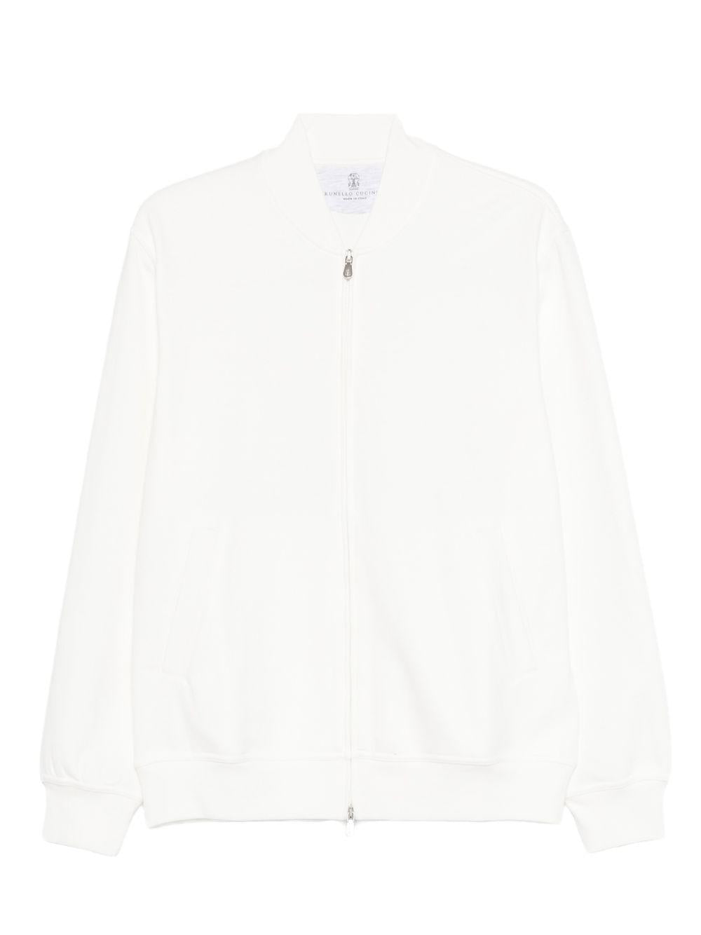 Felpa con zip in bianco Brunello cucinelli - uomo 