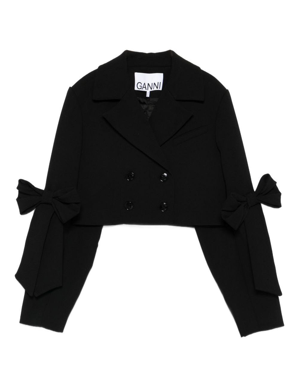 Giacca doppiopetto cropped in nero Ganni - donna 