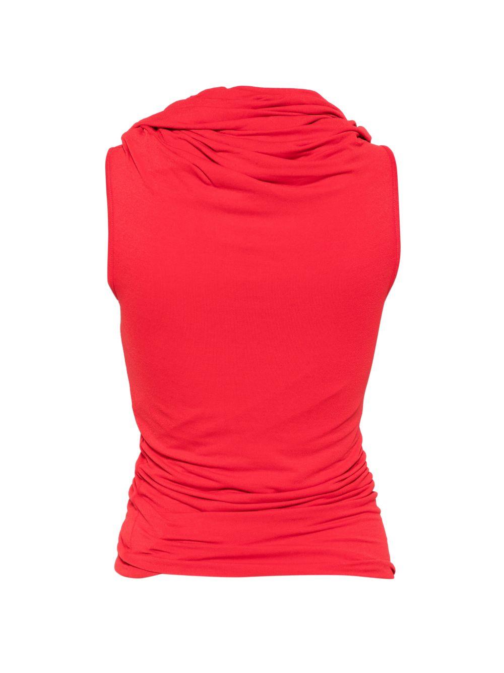 Top con scollo a cappuccio lola in rosso Rick owens lilies - donna 