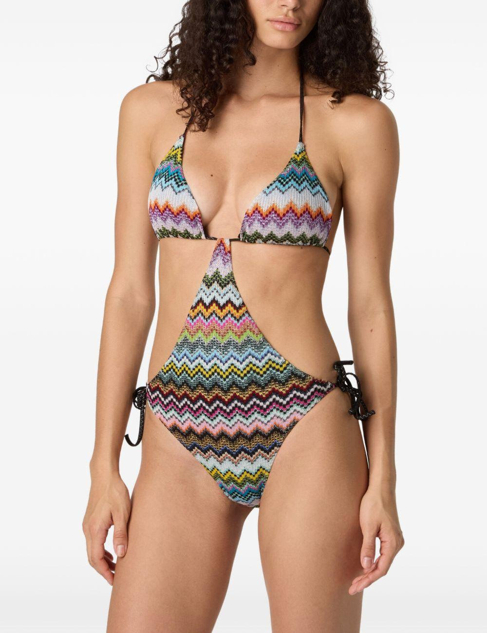 Costume da bagno con motivo a zigzag in multicolore Missoni - donna 