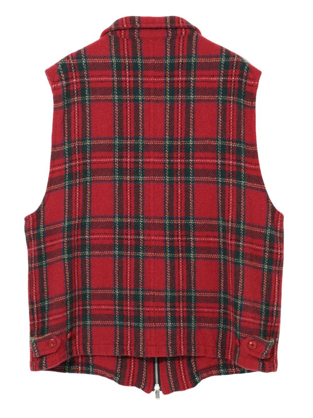 Gilet a quadri con zip in rosso Undercover - uomo 