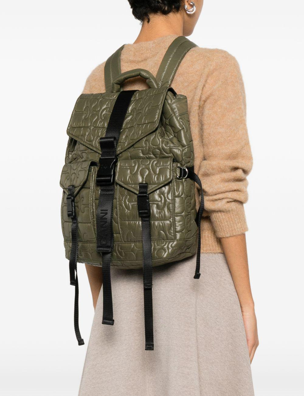Zaino trapuntato in verde Ganni - donna 