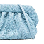 Clutch bios arricciata in azzurro themoirè - donna 