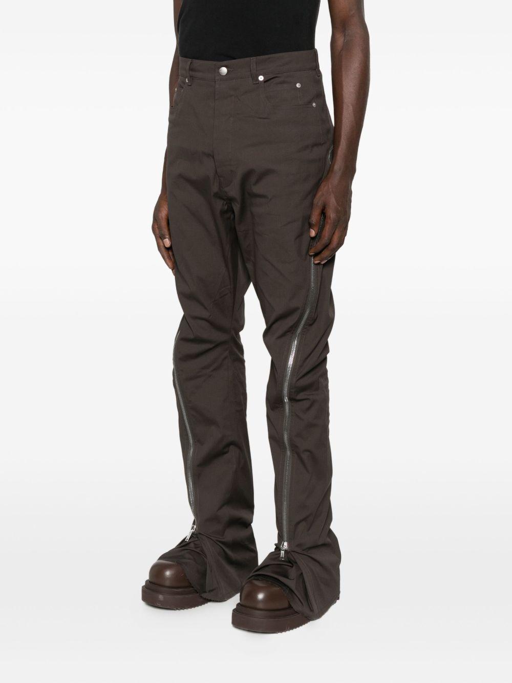 Pantaloni con zip in marrone Rick owens - uomo 