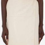 Gonna midi gora in pelle bianco Loulou de saison - donna 