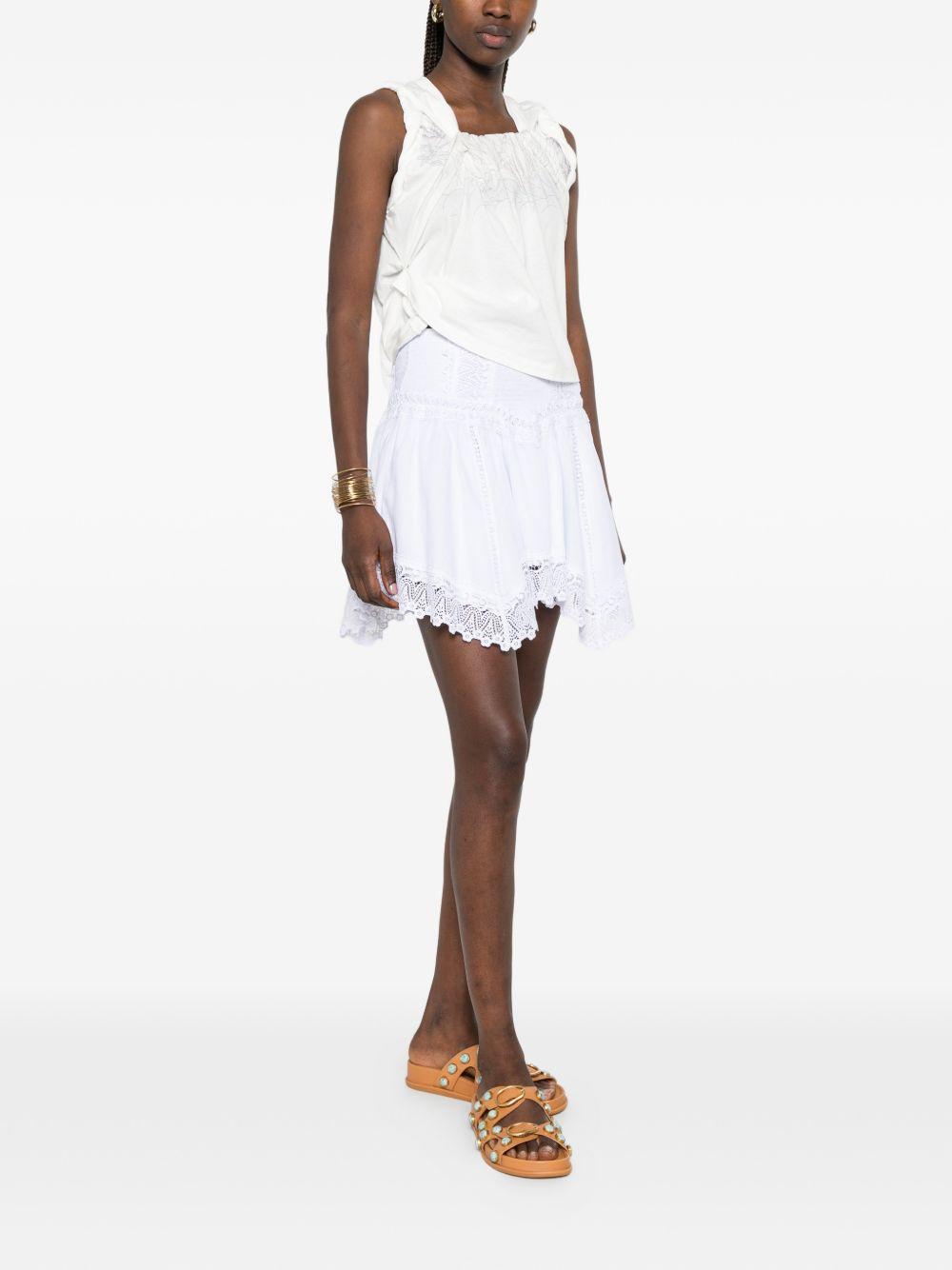 Minigonna a balze con bordi in pizzo in bianco Charo ruiz ibiza 1989 - donna 