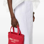 Borsa con logo in raffia in rosso Jimmy choo - donna 