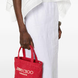 Borsa con logo in raffia in rosso Jimmy choo - donna 