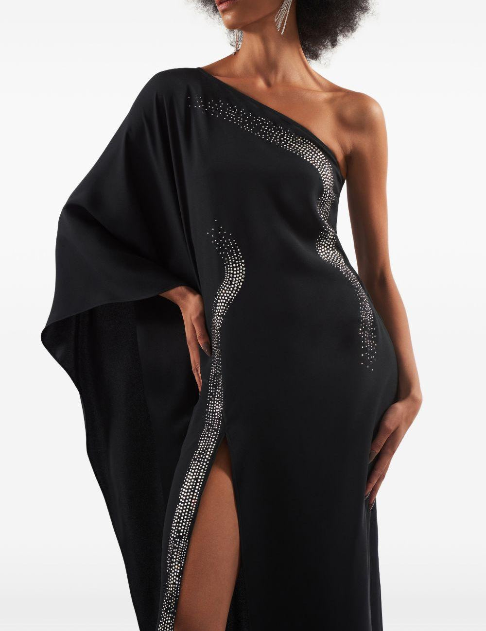 Abito lungo con cristalli palladio in nero Taller marmo - donna 
