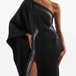 Abito lungo con cristalli palladio in nero Taller marmo - donna 