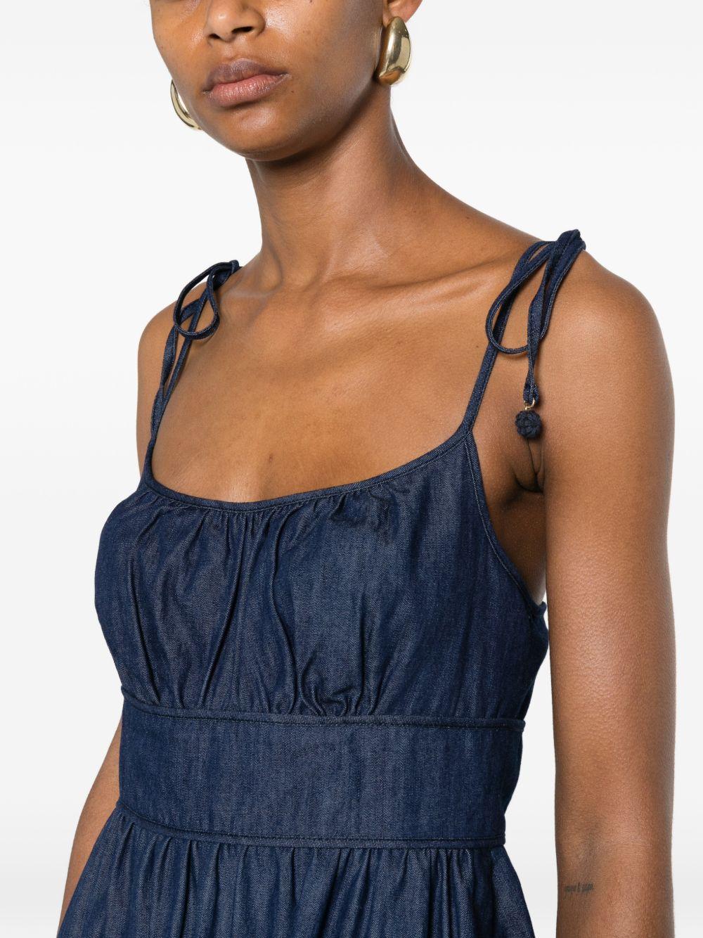 Abito midi in denim ricamato Mahon in blu 