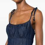 Abito midi in denim ricamato Mahon in blu 