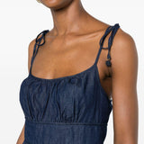 Abito midi in denim ricamato Mahon in blu 