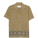 Camicia con orlo ricamato in verde Baziszt - uomo 