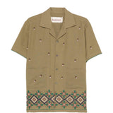 Camicia con orlo ricamato in verde Baziszt - uomo 