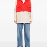 Giacca smock con cappuccio in bianco e rosso Barbour x kaptain sunshine - uomo 