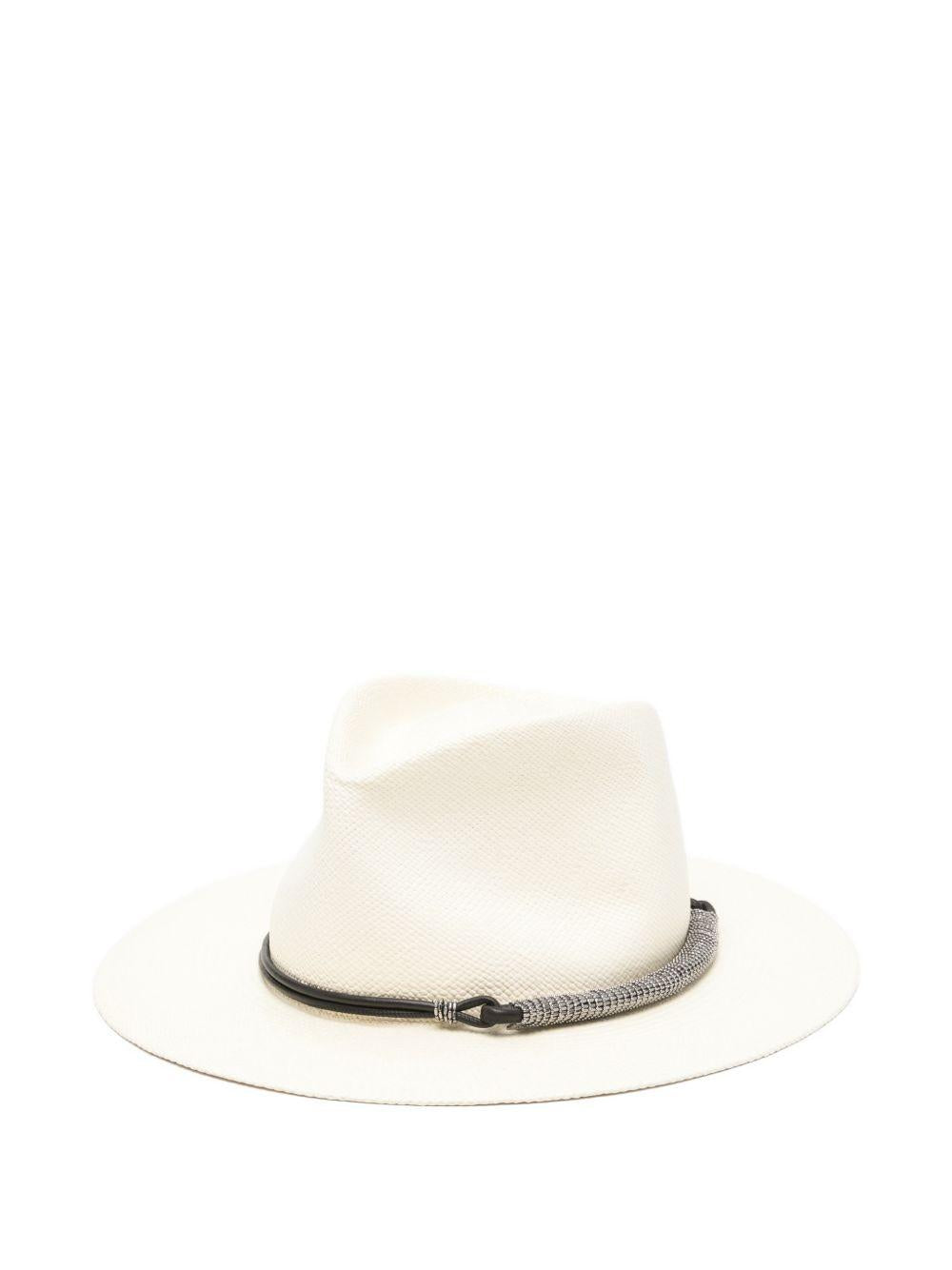 Cappello fedora con decorazioni in bianco Brunello cucinelli - donna 