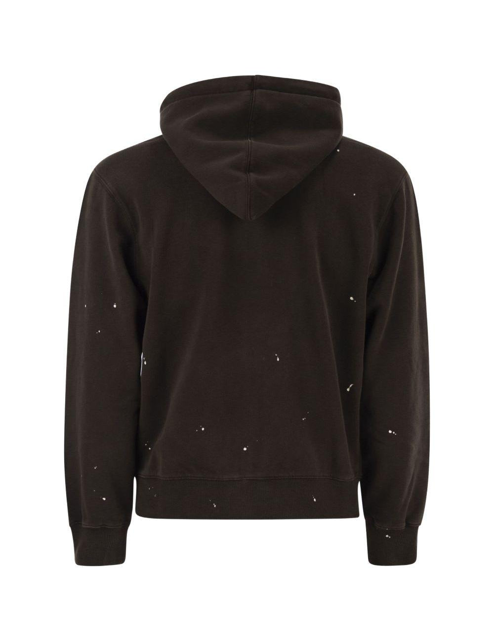 Felpa con logo ricamato a schizzi di vernice in marrone Carhartt wip - uomo 