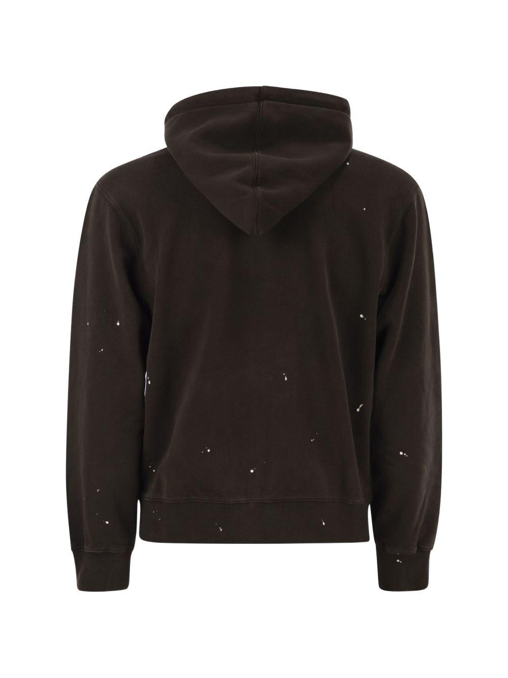 Felpa con logo ricamato a schizzi di vernice in marrone Carhartt wip - uomo 
