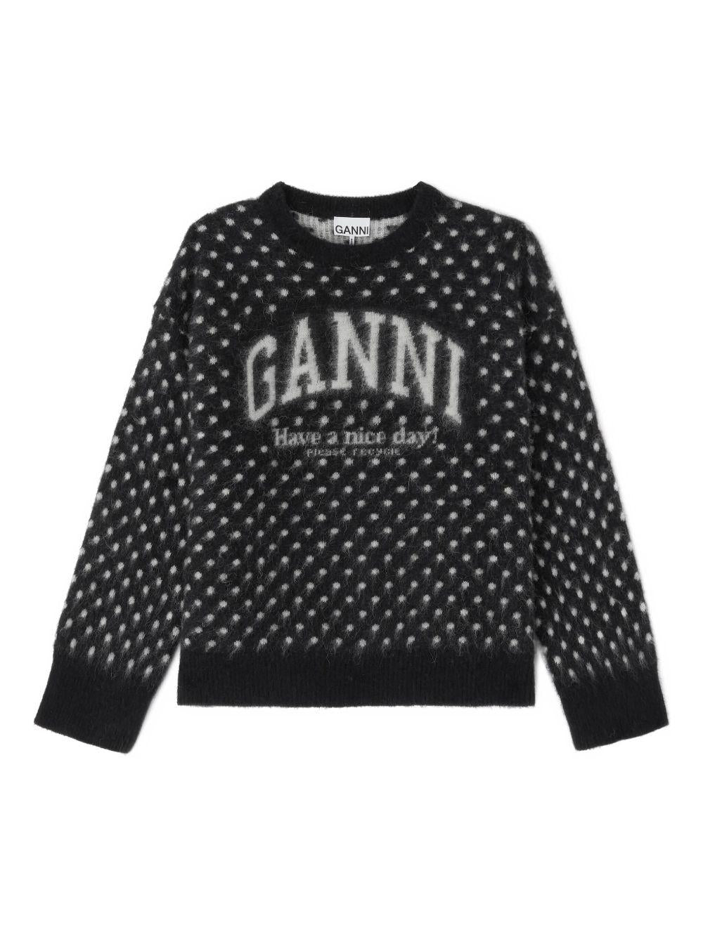 Maglione a pois in nero Ganni - donna 