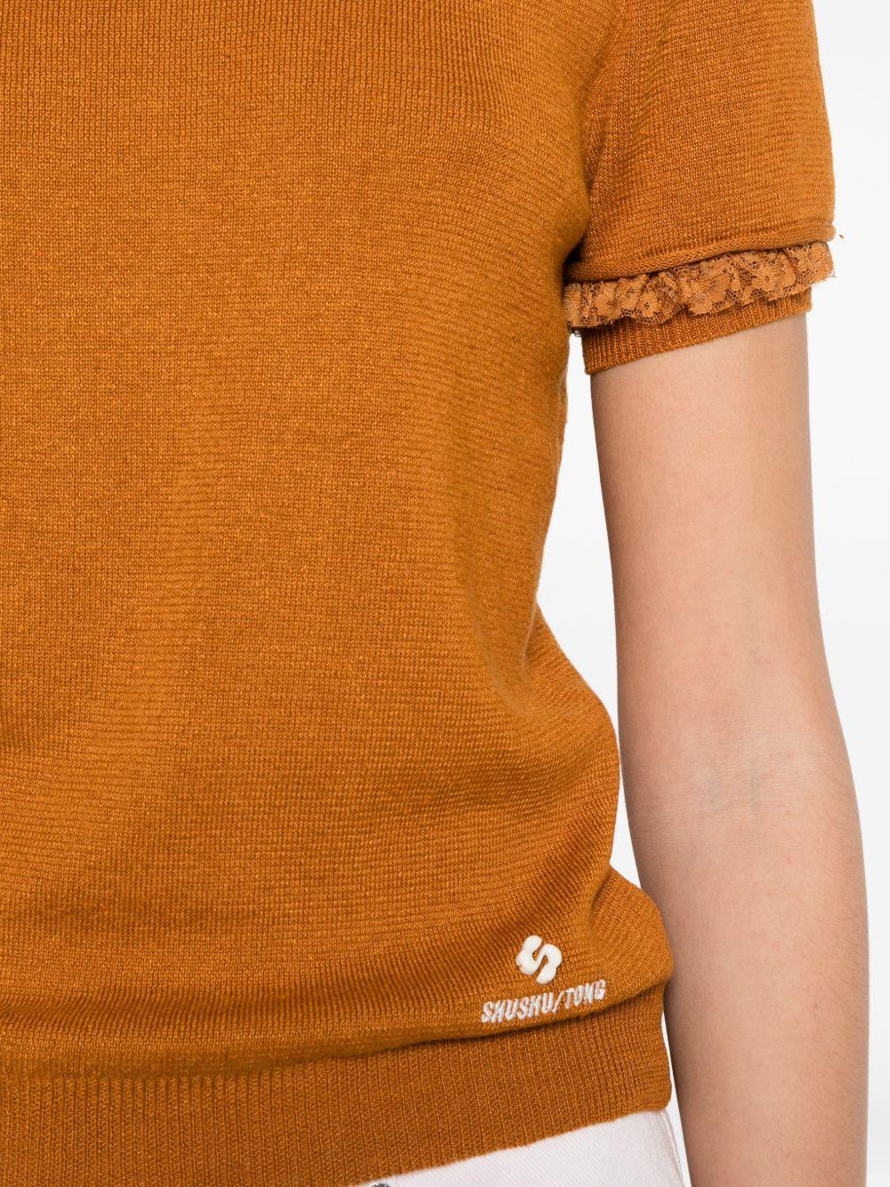Top in maglia con bordo in pizzo in arancione Shushu/tong - donna 