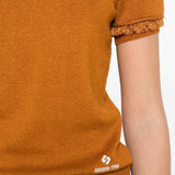 Top in maglia con bordo in pizzo in arancione Shushu/tong - donna 