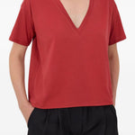 T-shirt Faaa Lds con scollo a V in rosso Loulou de saison - donna 