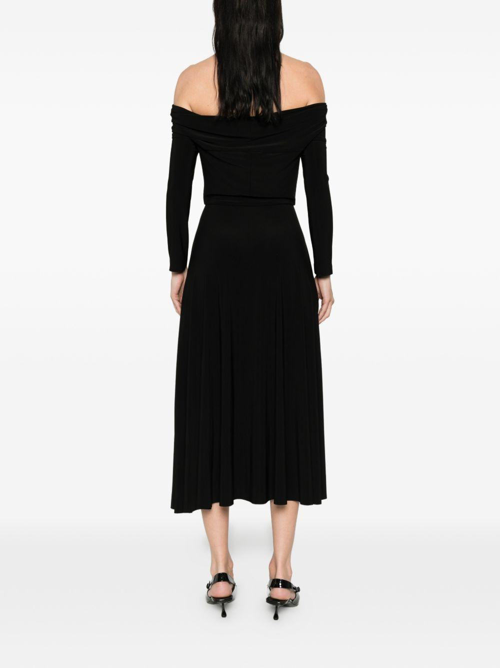 Abito midi a maniche lunghe con spalle scoperte in nero Norma kamali - donna 