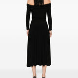 Abito midi a maniche lunghe con spalle scoperte in nero Norma kamali - donna 