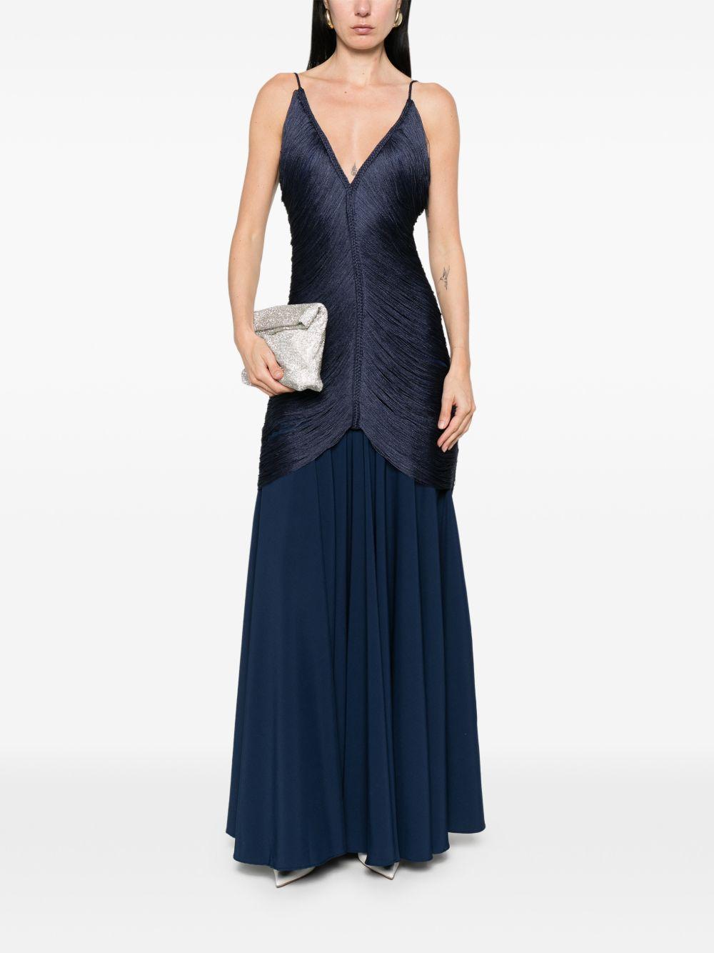 Abito lungo con frange in blu Bless - donna 