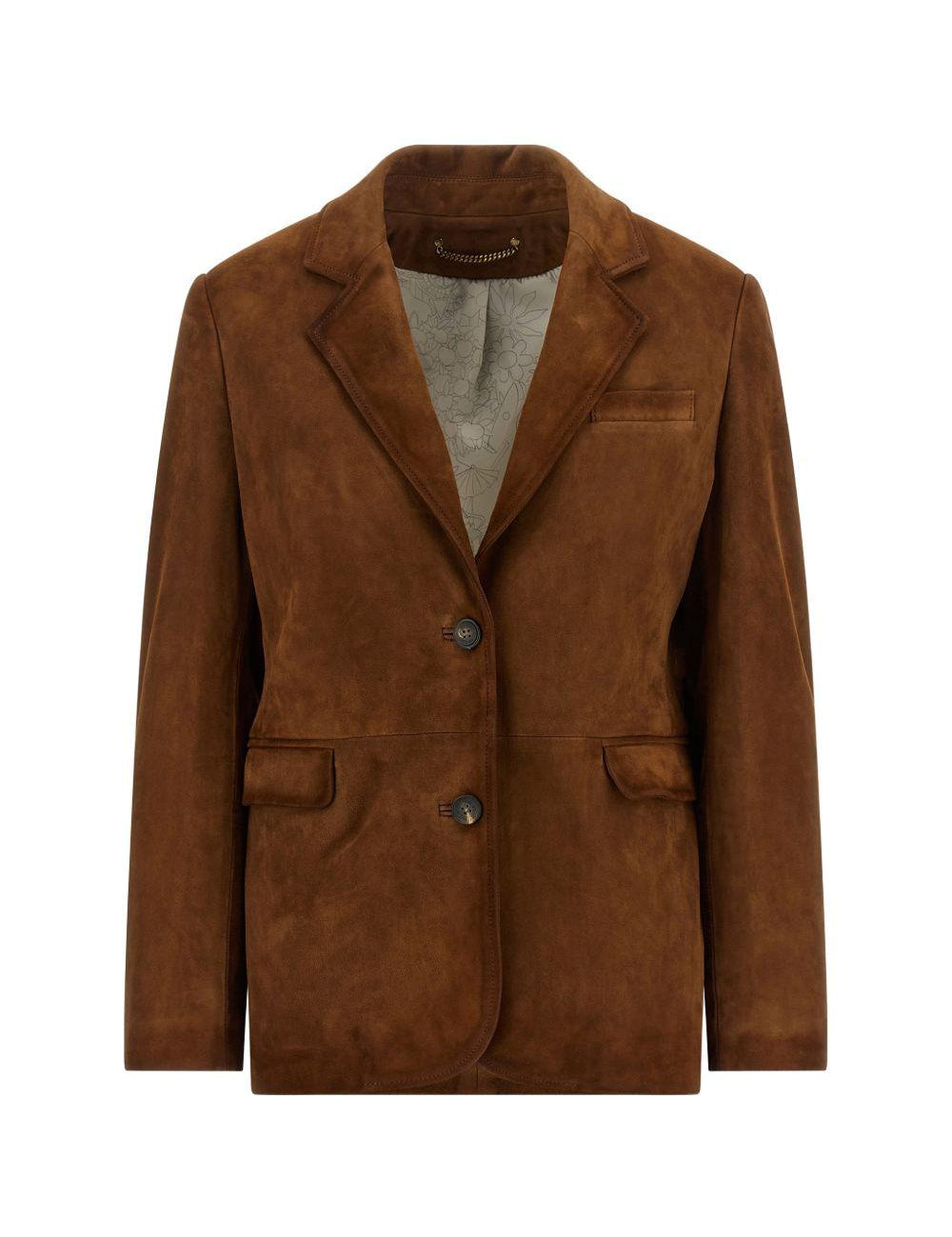 Giacca in suede monopetto Robyn in marrone 