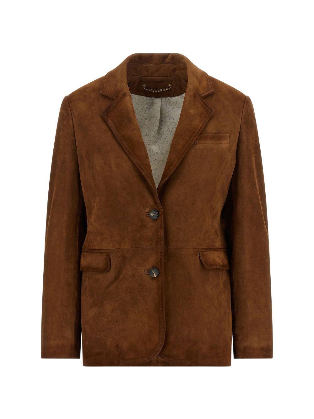 Giacca in suede monopetto Robyn in marrone 