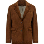 Giacca in suede monopetto Robyn in marrone 