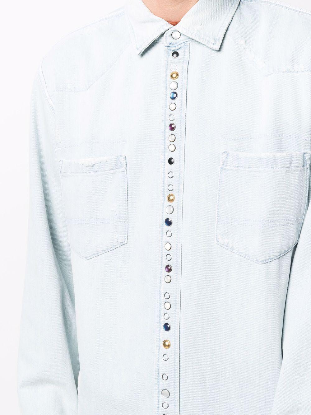 Camicia denim con borchie in celeste Golden goose - uomo 