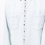Camicia denim con borchie in celeste Golden goose - uomo 