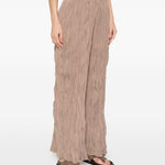 Pantaloni plissettati in marrone gongdid design - donna 