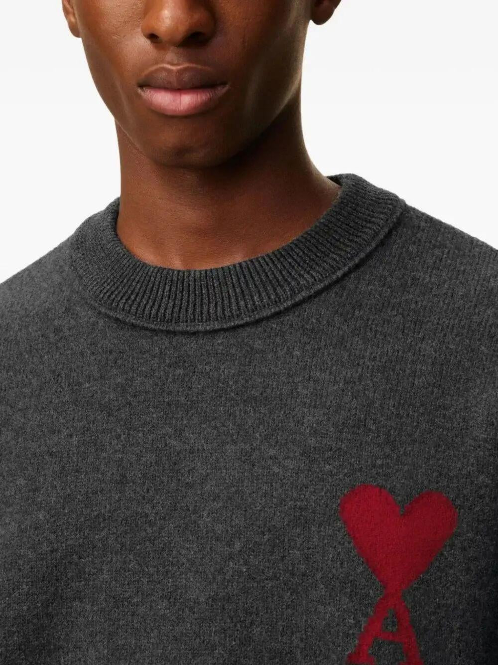 Maglione girocollo in grigio scuro Ami Paris - unisex 