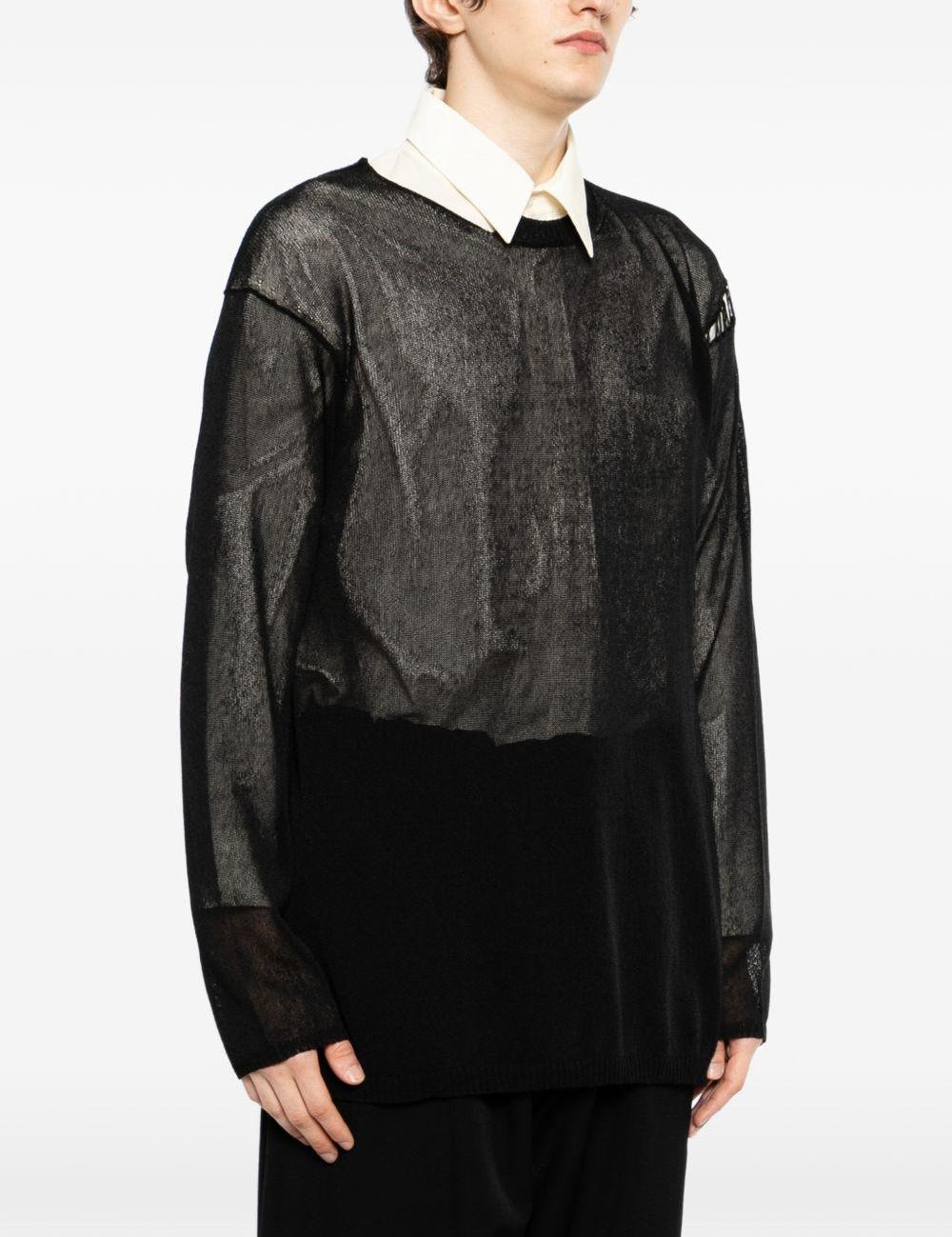 Maglione girocollo con effetto vissuto in nero Yohji yamamoto - uomo 