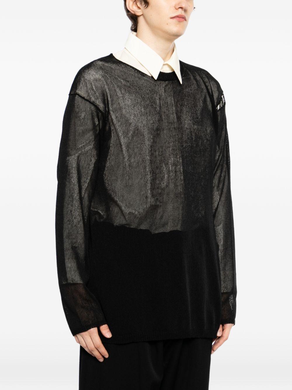 Maglione girocollo con effetto vissuto in nero Yohji yamamoto - uomo 